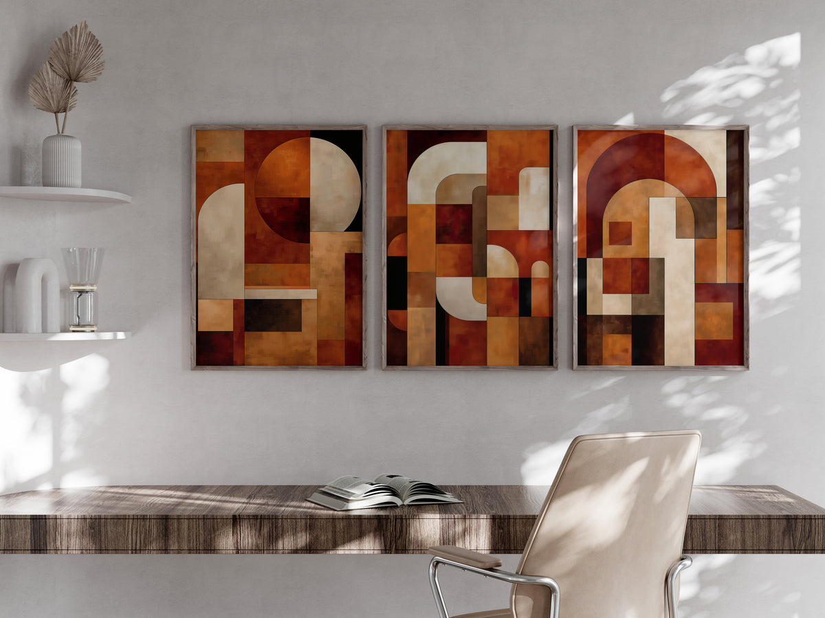 Terracotta Construct printable set of 3 shown above furniture to demonstrate scale and wall placement