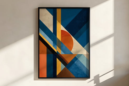 Close-up of Cobalt Clay Planes showing matte painted surface texture and bold hard-edge diagonal geometric planes