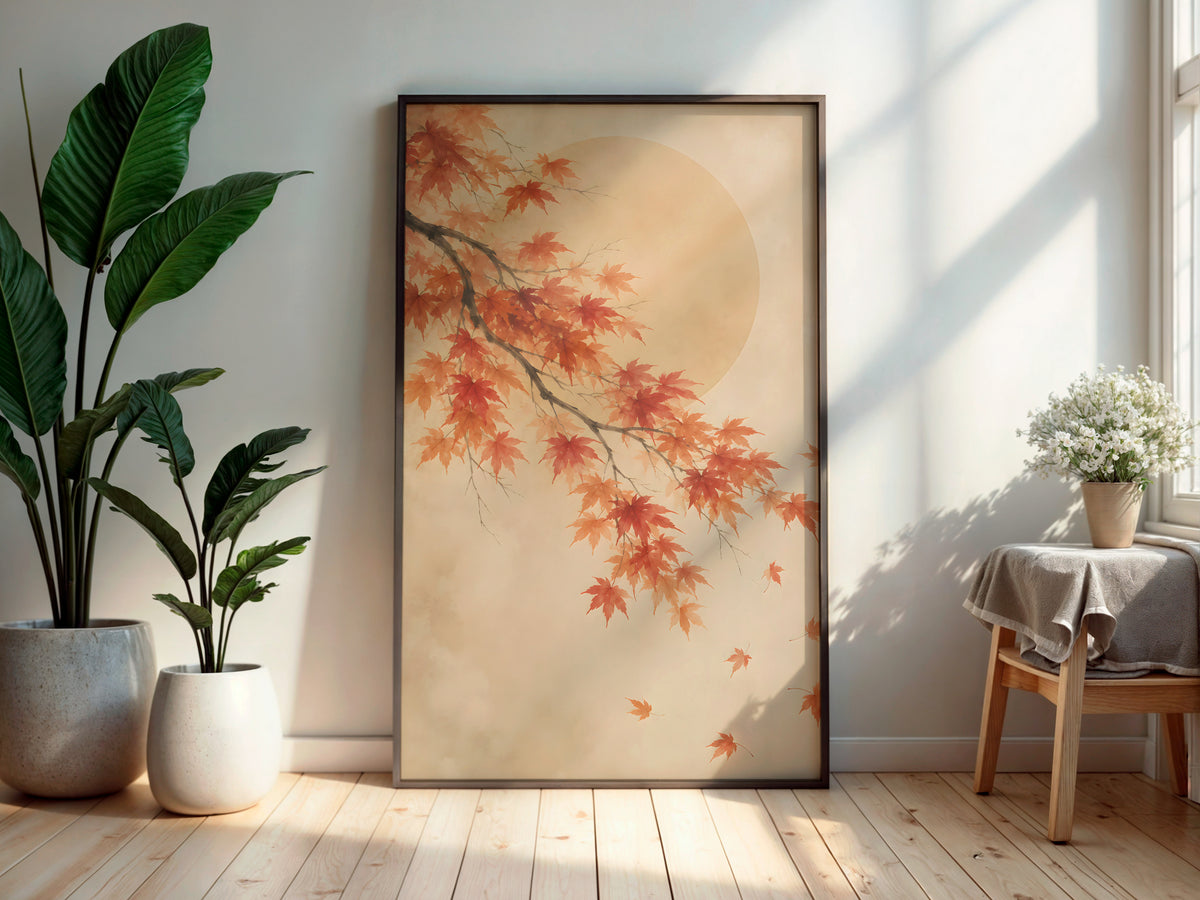Ivory Maple Drift in a secondary interior — printable Japandi wall art for living rooms and hallways