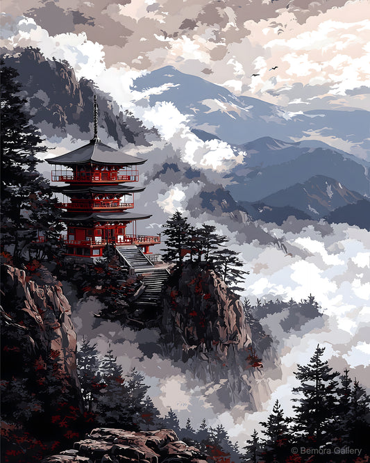 Mist Temple Ridge displayed in a styled interior — above console or sofa