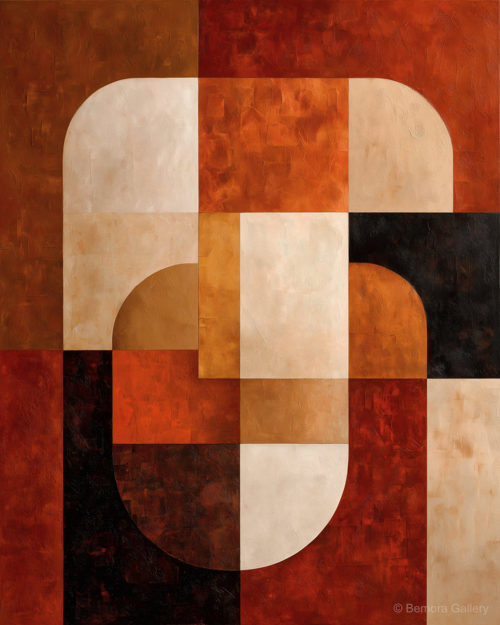 Terracotta Construct wall art — final artwork — terracotta, cream and espresso