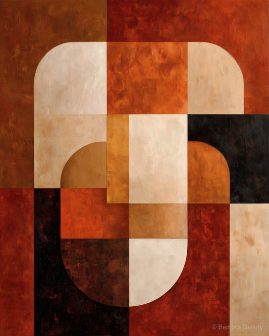 Terracotta Construct wall art — final artwork — terracotta, cream and espresso