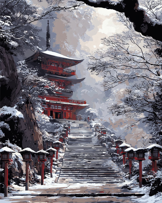 Snow Pagoda Ascent displayed in a styled interior — above console or sofa