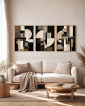 Midnight Form set of 3 printable wall art shown together in a premium interior mockup