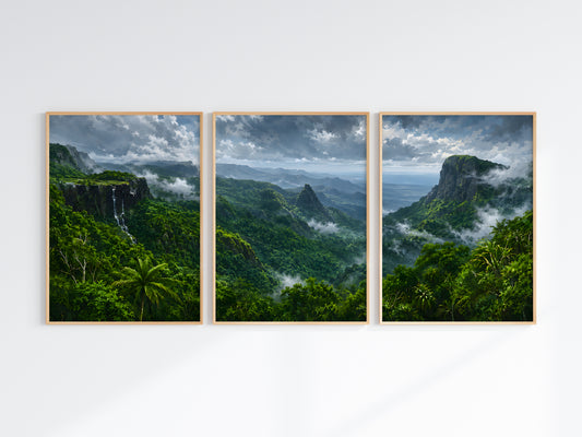 Close-up of Black River Gorges Canopy panorama — tropical rainforest canopy and foliage detail