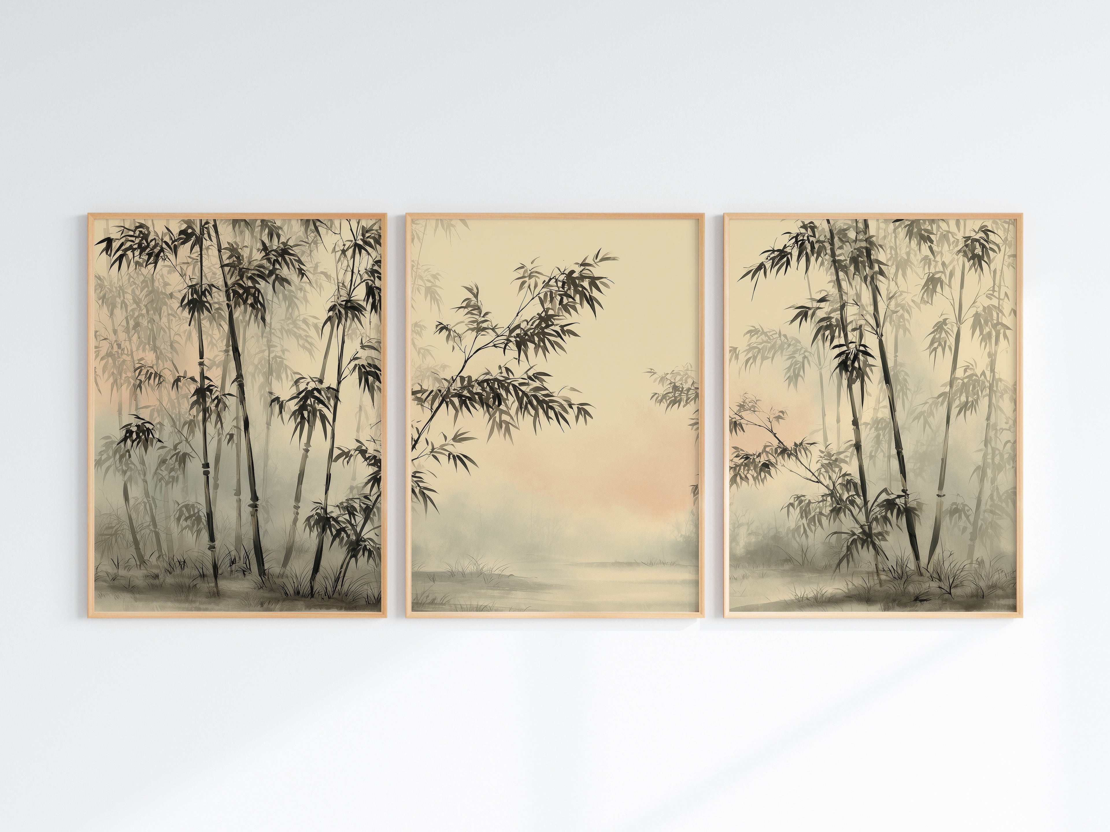 Close-up of Bamboo Mist Forest panorama — bamboo stem and mist texture detail