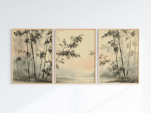 Close-up of Bamboo Mist Forest panorama — bamboo stem and mist texture detail