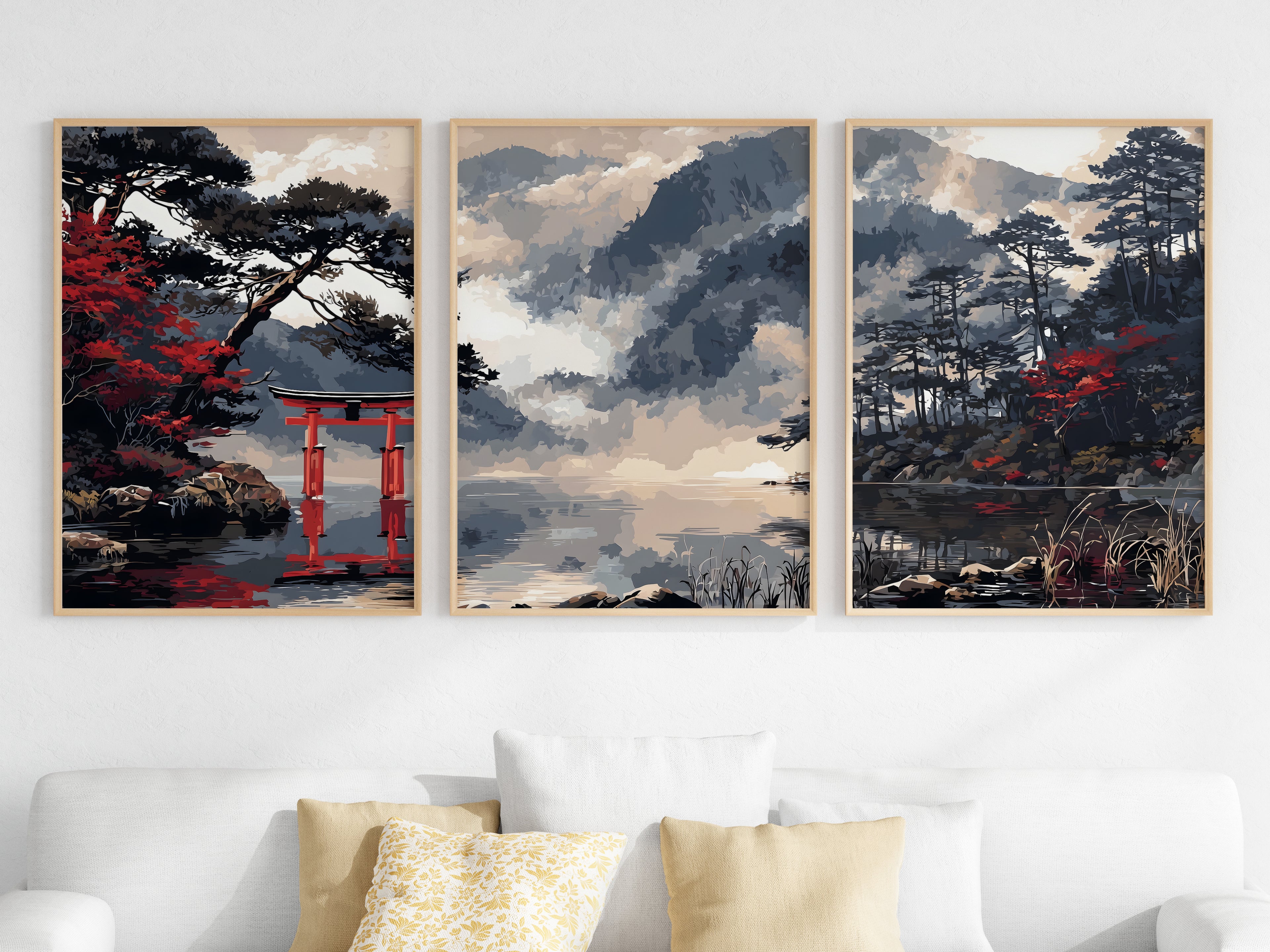 Silent Torii Inlet — close-up showing gnarled pine framing and mountain mist