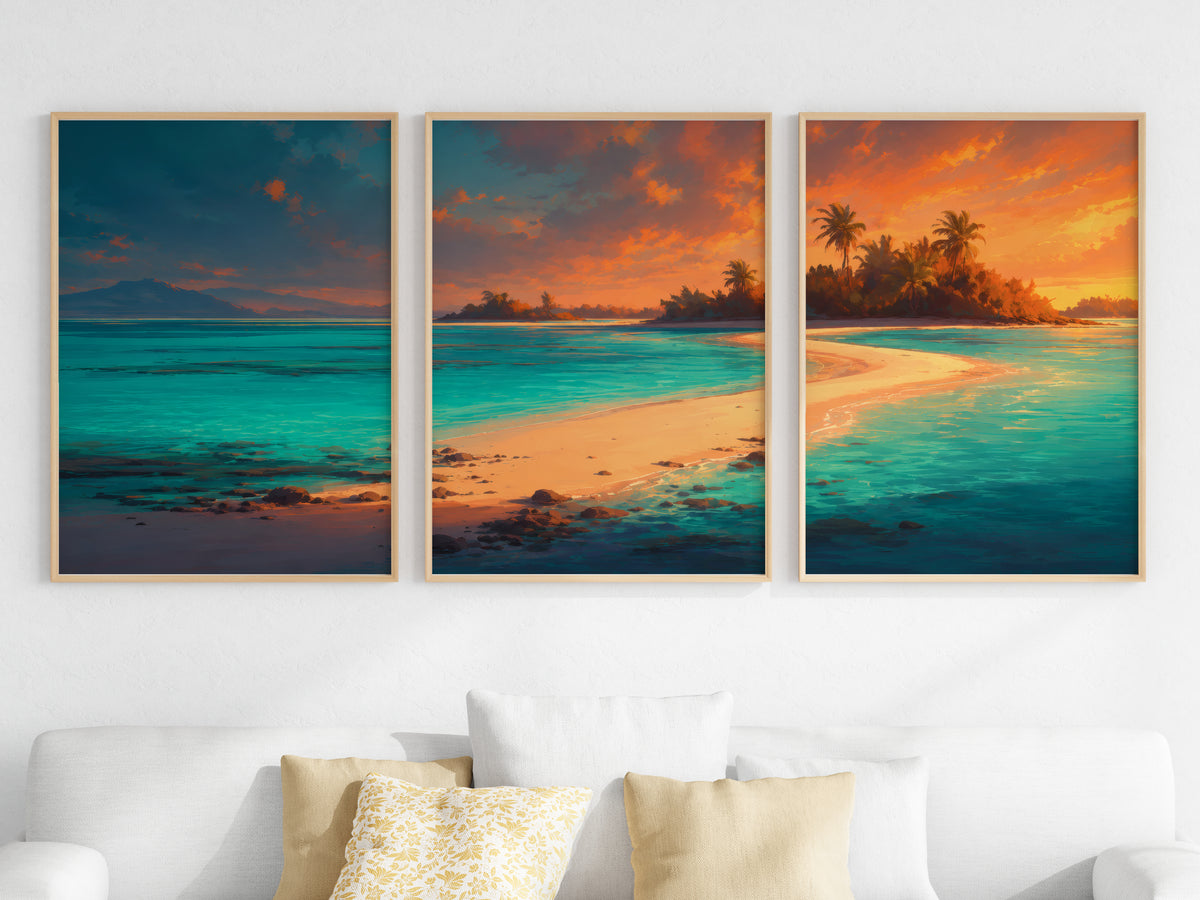 Close-up detail of Île aux Cerfs Coral Lagoon panorama — turquoise and cream coastal palette