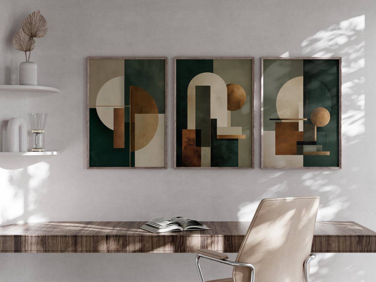 Verdant Form Balance printable set of 3 shown above furniture to demonstrate scale and wall placement