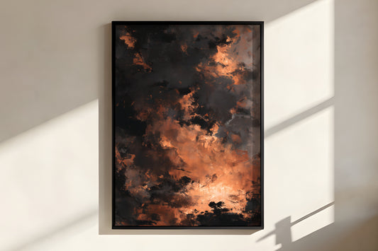 Close-up of Copper Ember Passage showing rich layered painterly texture with warm copper passages and luminous ember glow