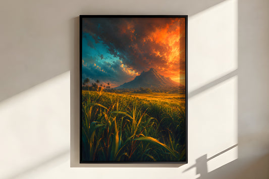 Close-up of Sugarcane Stormlight showing sugarcane field and dramatic stormlight sky detail
