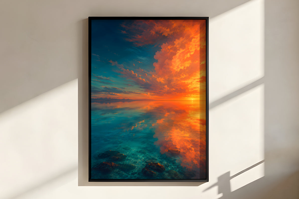 Close-up of Lagoon Surface Dreaming showing still water reflection and amber dusk cloud detail