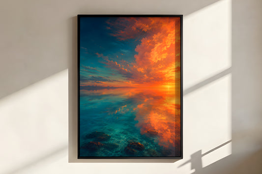 Close-up of Lagoon Surface Dreaming showing still water reflection and amber dusk cloud detail