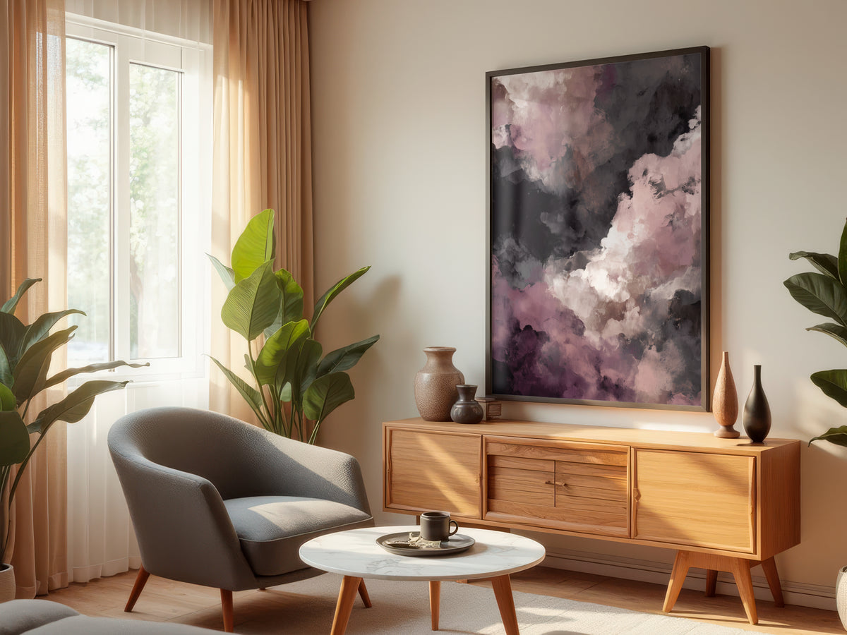 Dusty Rose Mist displayed in a styled interior — premium interior with dark, neutral, or blush-toned walls