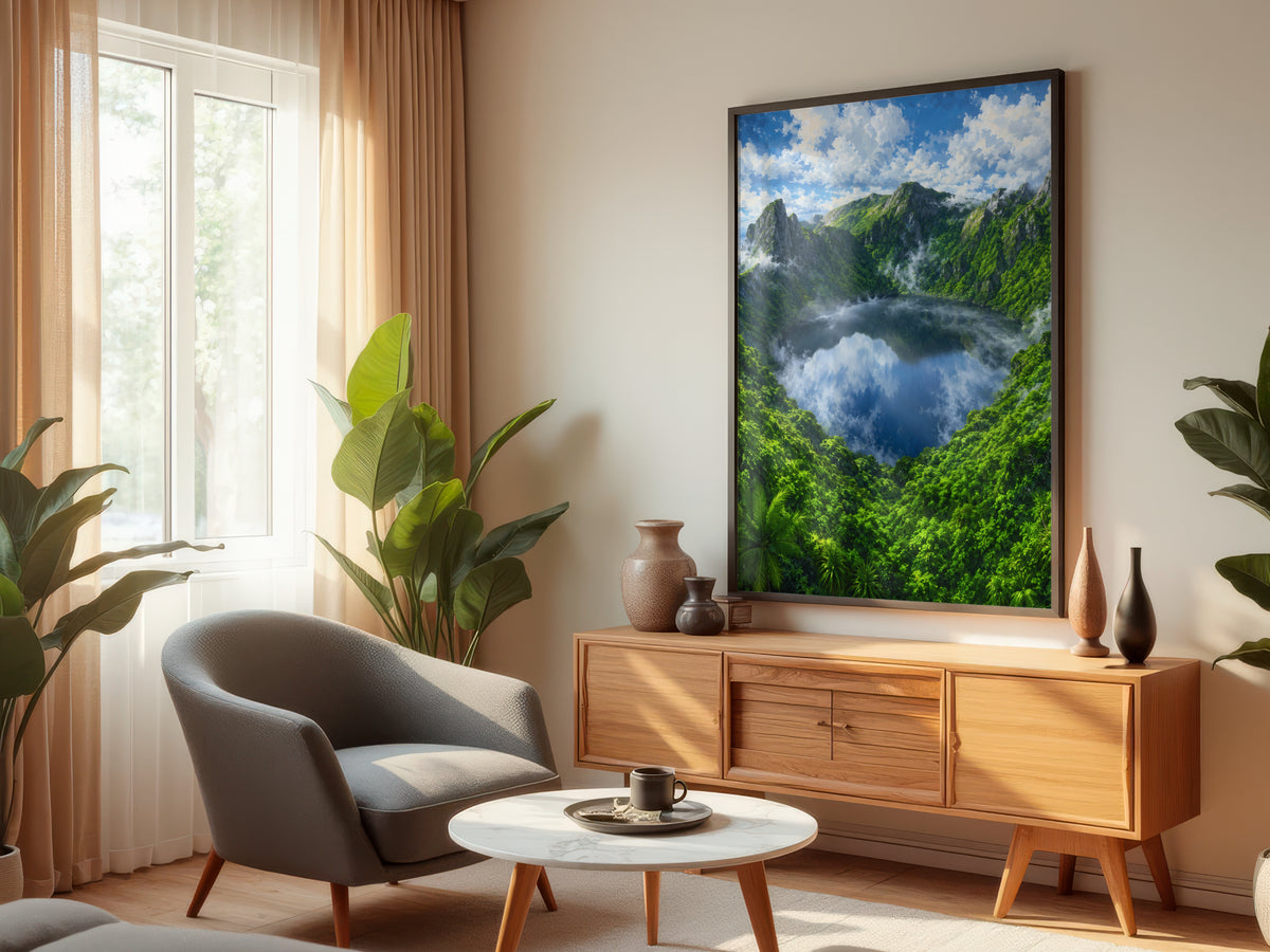 Grand Bassin Sacred Lake displayed in a styled interior — nature-inspired and contemporary interior
