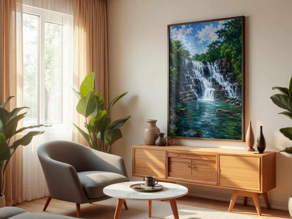 Rochester Falls displayed in a styled interior — nature-inspired and tropical contemporary interior