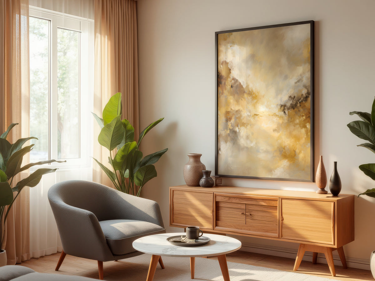 Dune Gold Veil displayed in a styled interior — warm minimalist living room