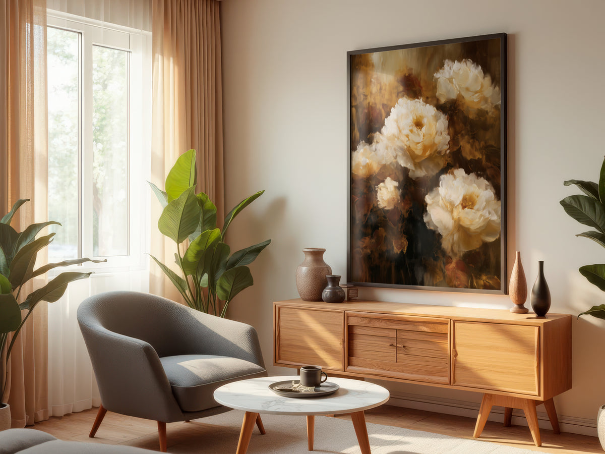 Mocha Petal Veil displayed in a styled interior — premium interior with warm, neutral, dark, or Japandi-toned walls