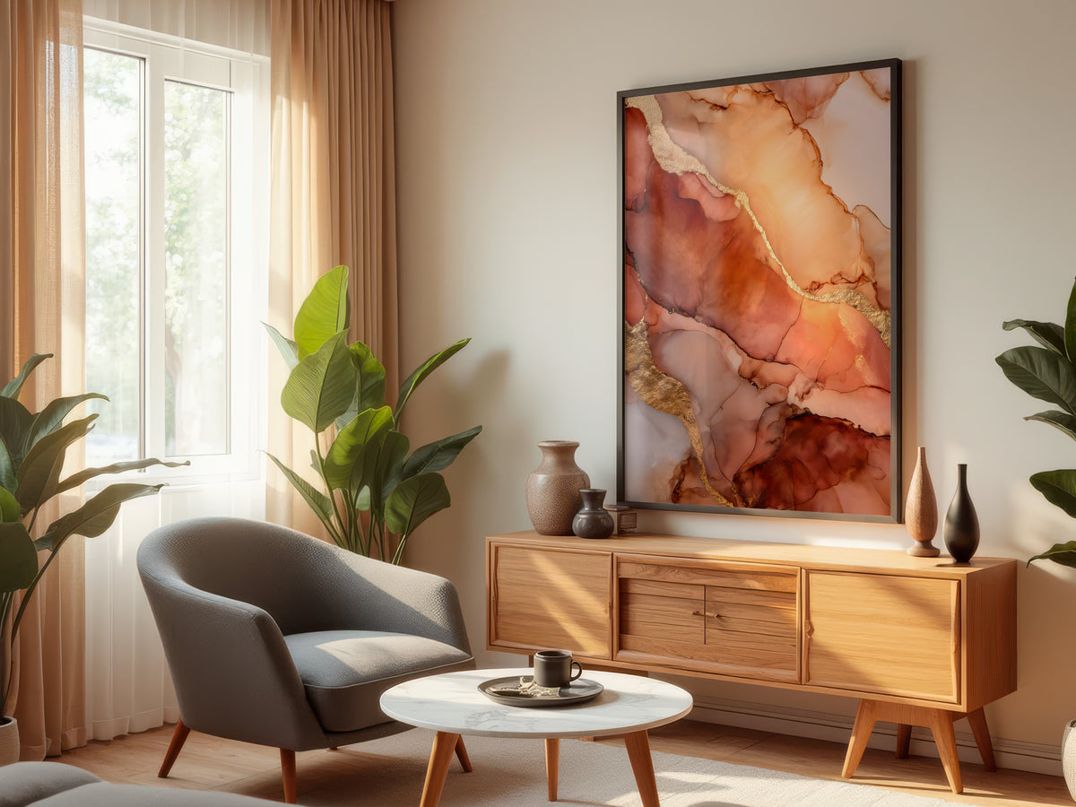 Terracotta Gold displayed in a styled interior — warm contemporary living room