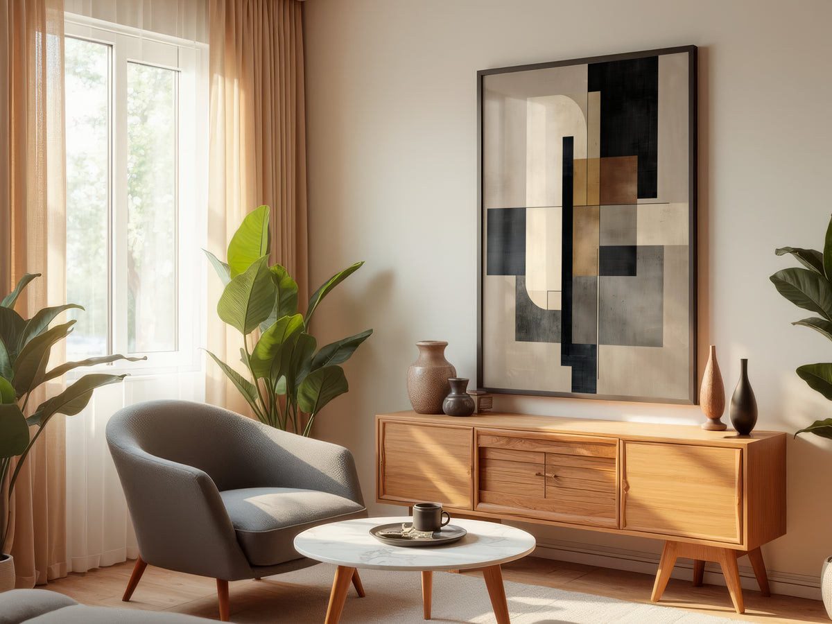 Stone Ochre Axis displayed in a styled interior — organic modern and warm contemporary interior