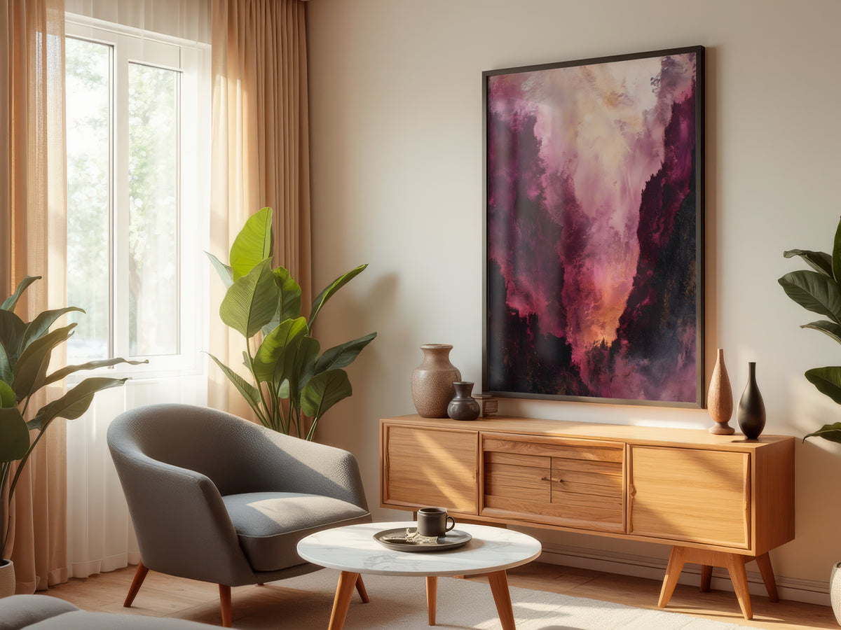 Mauve Ember Haze displayed in a styled interior — moody romantic living room