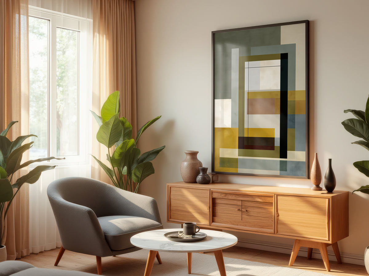 Sage Ochre Window displayed in a styled interior — organic modern and Japandi-inspired interior
