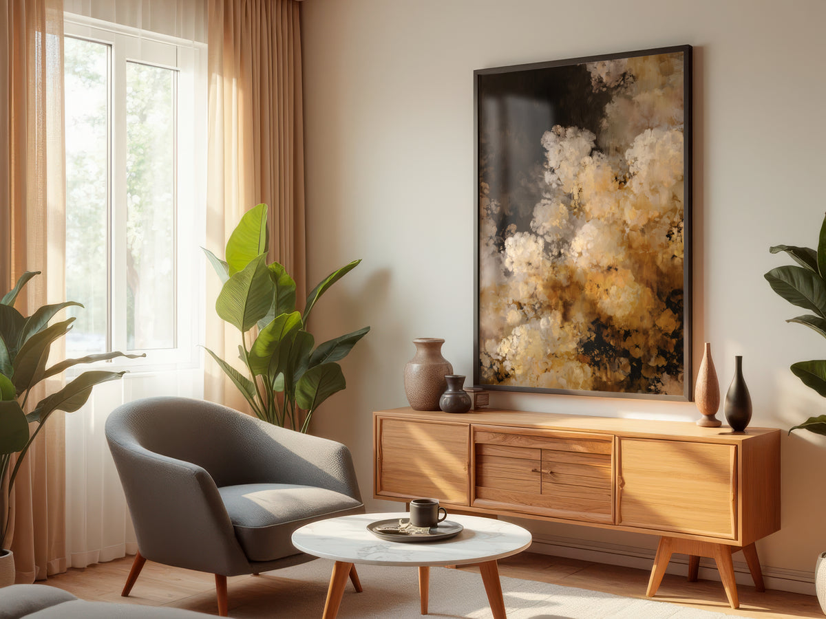Ivory Ochre Bloom displayed in a styled interior — premium interior with warm, neutral, or dark walls