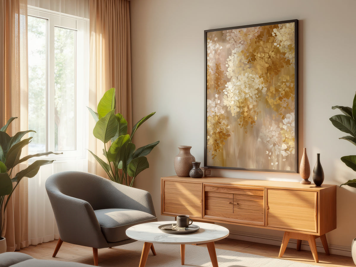 Champagne Petal Drift displayed in a styled interior — premium interior with warm, neutral, cream, or light walls