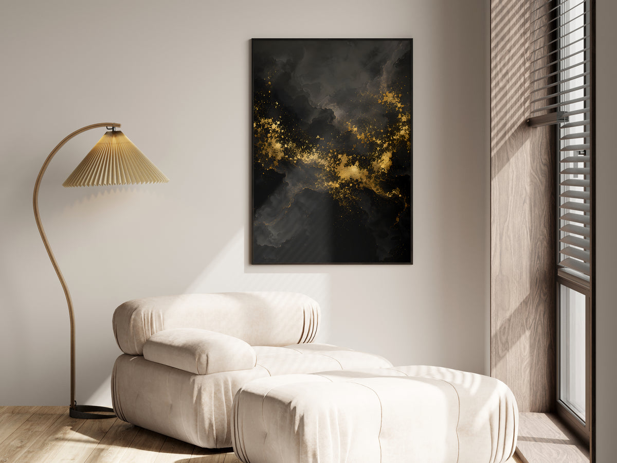 Obsidian Gold Drift shown in a secondary lifestyle setting — dark luxury and moody contemporary interior