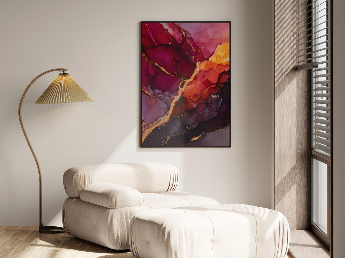 Garnet Gold abstract gilded ink wall art shown in a premium lifestyle interior setting