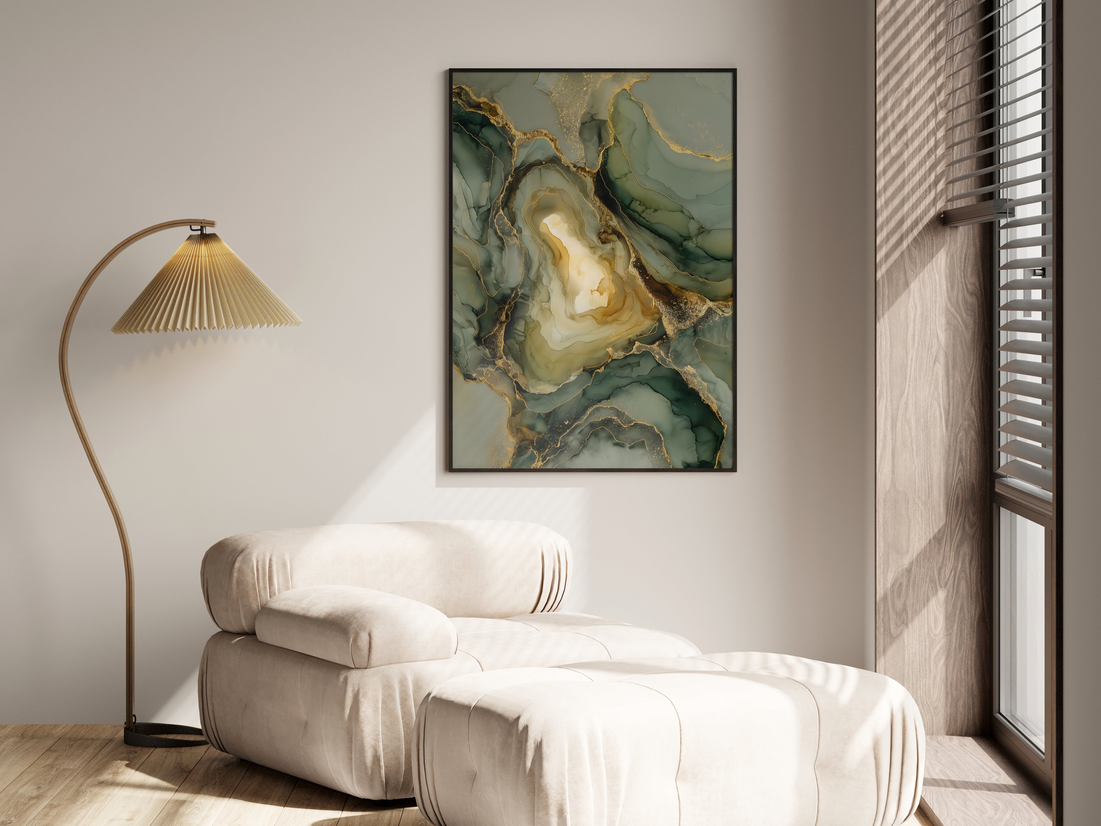 Sage Gold shown in a lifestyle setting — Japandi and botanical interior