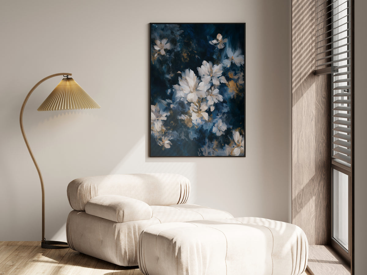 Midnight Ivory Blossom shown in a secondary lifestyle setting — premium interior with dark, navy, charcoal, or neutral walls