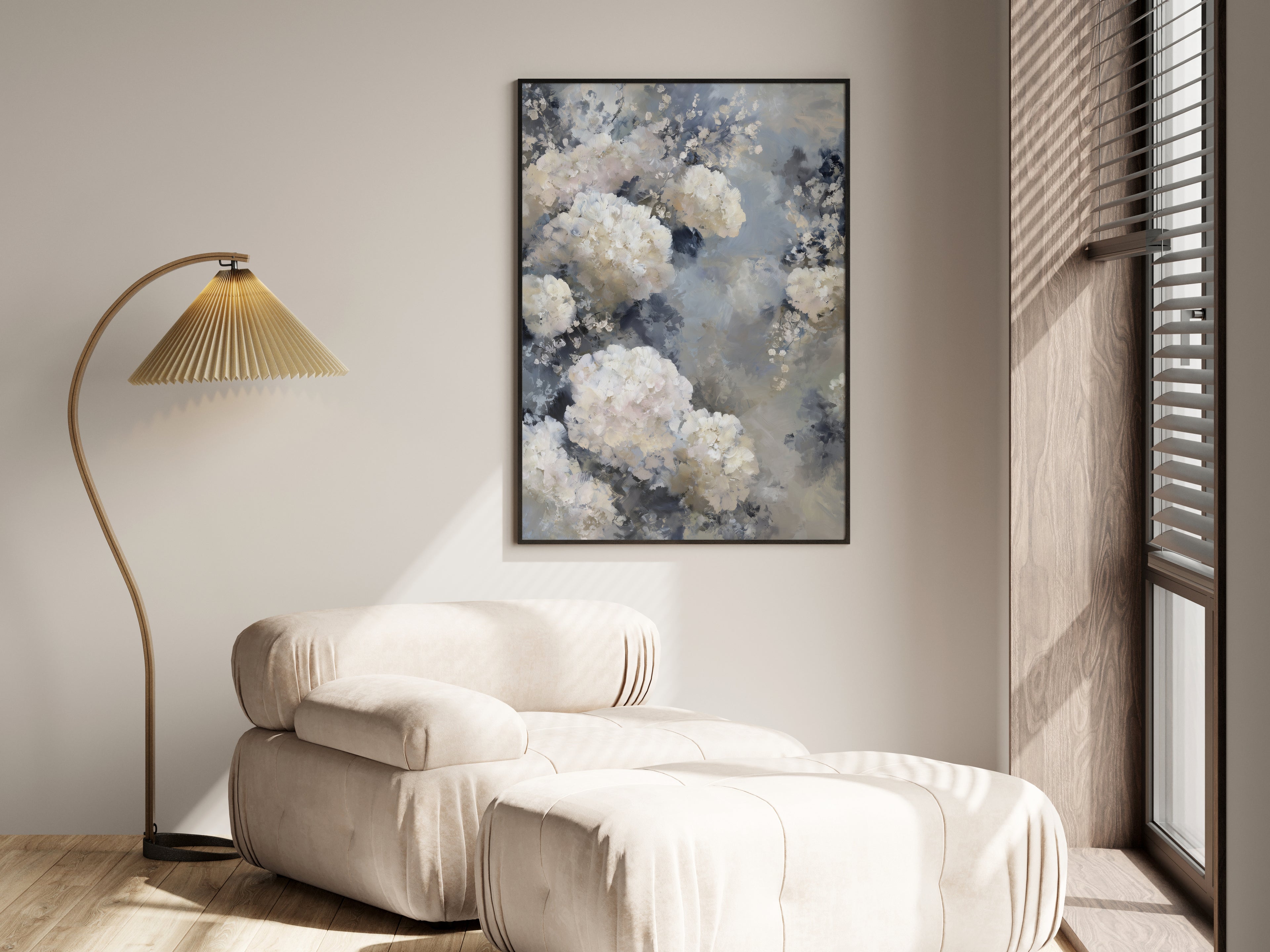 Pearl Grey Bloom shown in a secondary lifestyle setting — premium interior with cool, neutral, grey, or white walls