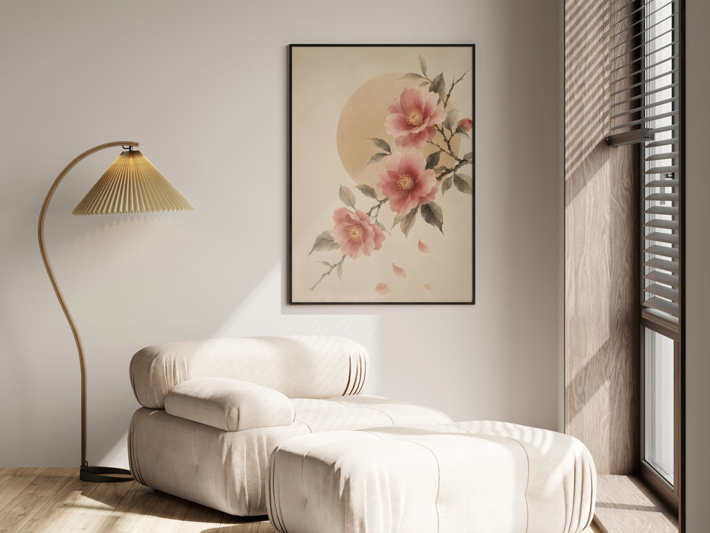 Ivory Camellia Bloom in a premium lifestyle setting — printable Japandi floral art