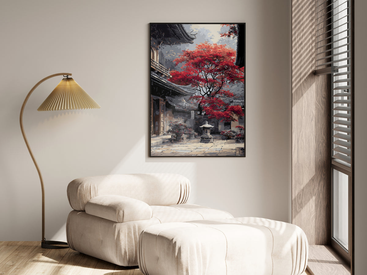 Print size guide for Crimson Courtyard Light wall art