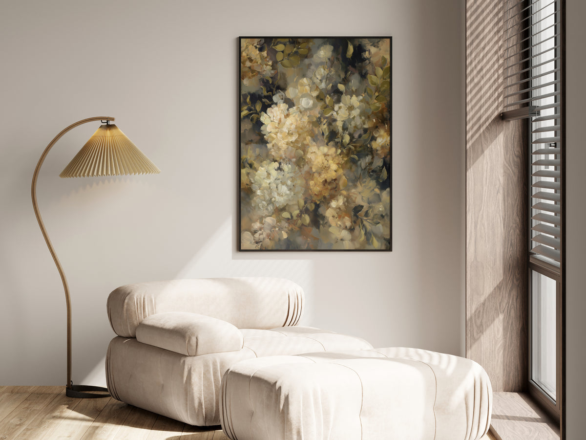 Olive Gold Blossom shown in a secondary lifestyle setting — premium interior with warm, neutral, earthy, or dark walls