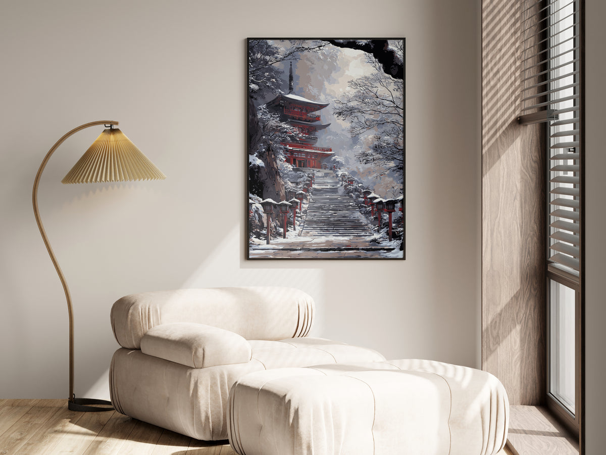 Print size guide for Snow Pagoda Ascent wall art