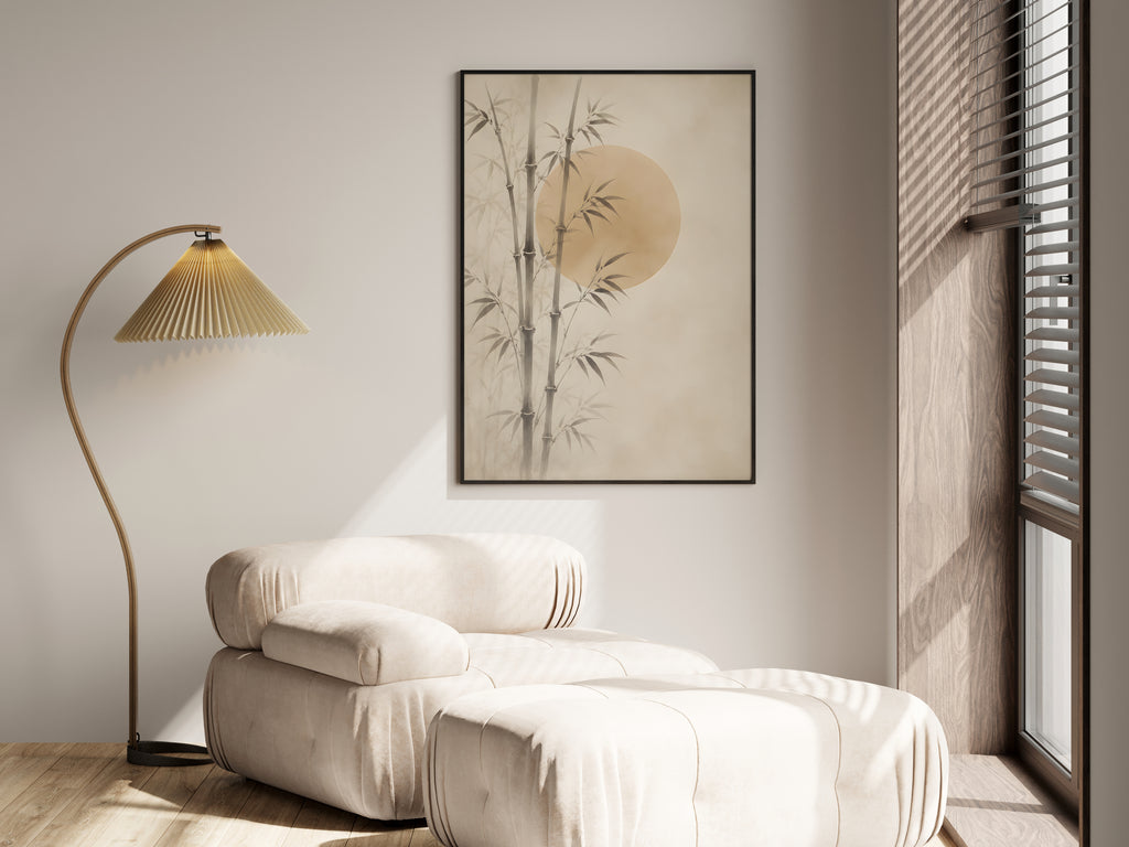 Ivory Bamboo Grove in a premium lifestyle setting — printable Japandi bamboo art