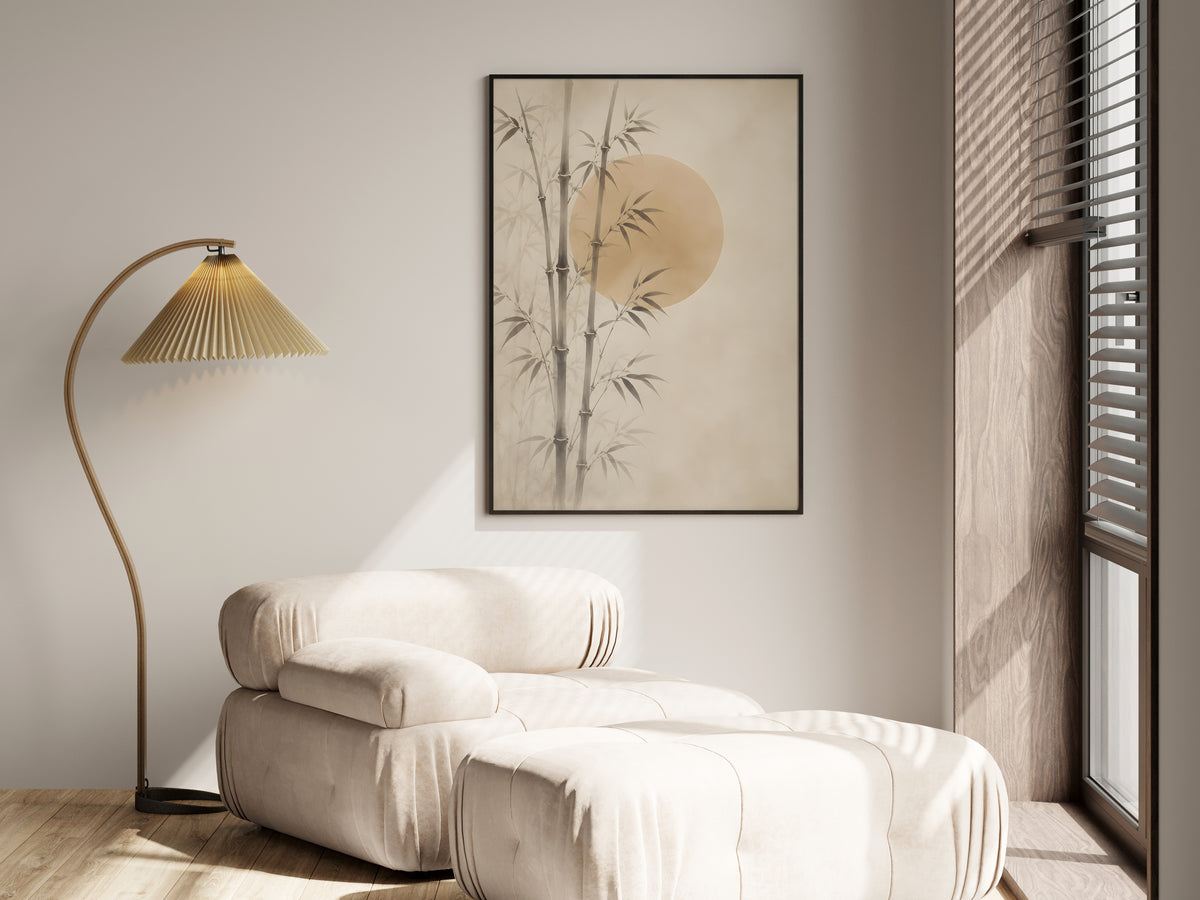Ivory Bamboo Grove in a premium lifestyle setting — printable Japandi bamboo art