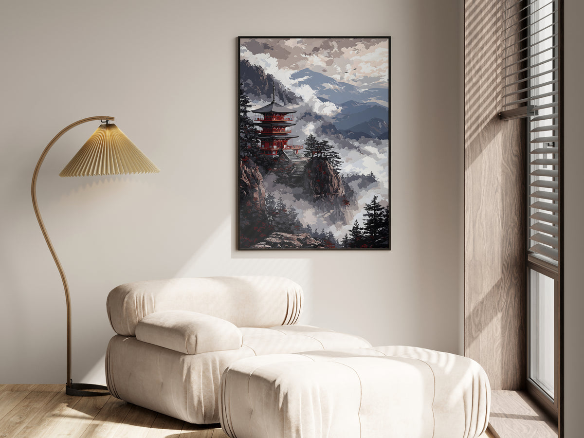 Print size guide for Mist Temple Ridge wall art