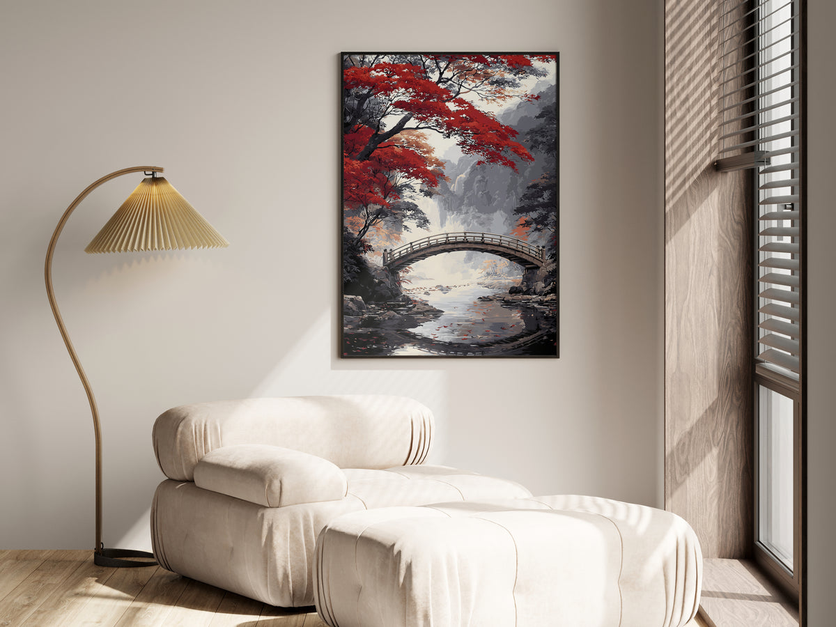 Print size guide for Crimson Bridge Reverie wall art