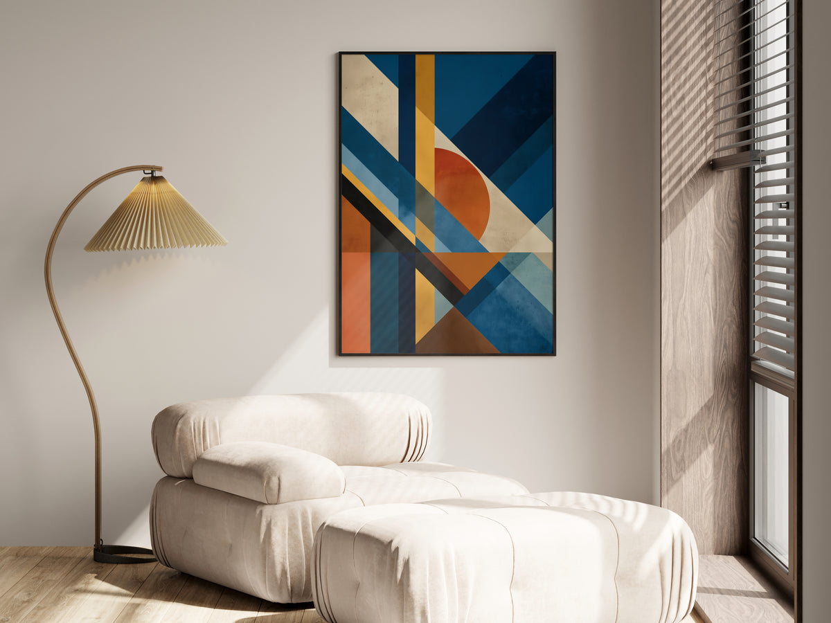 Cobalt Clay Planes shown in a secondary lifestyle setting — gallery-modern and bold contemporary interior
