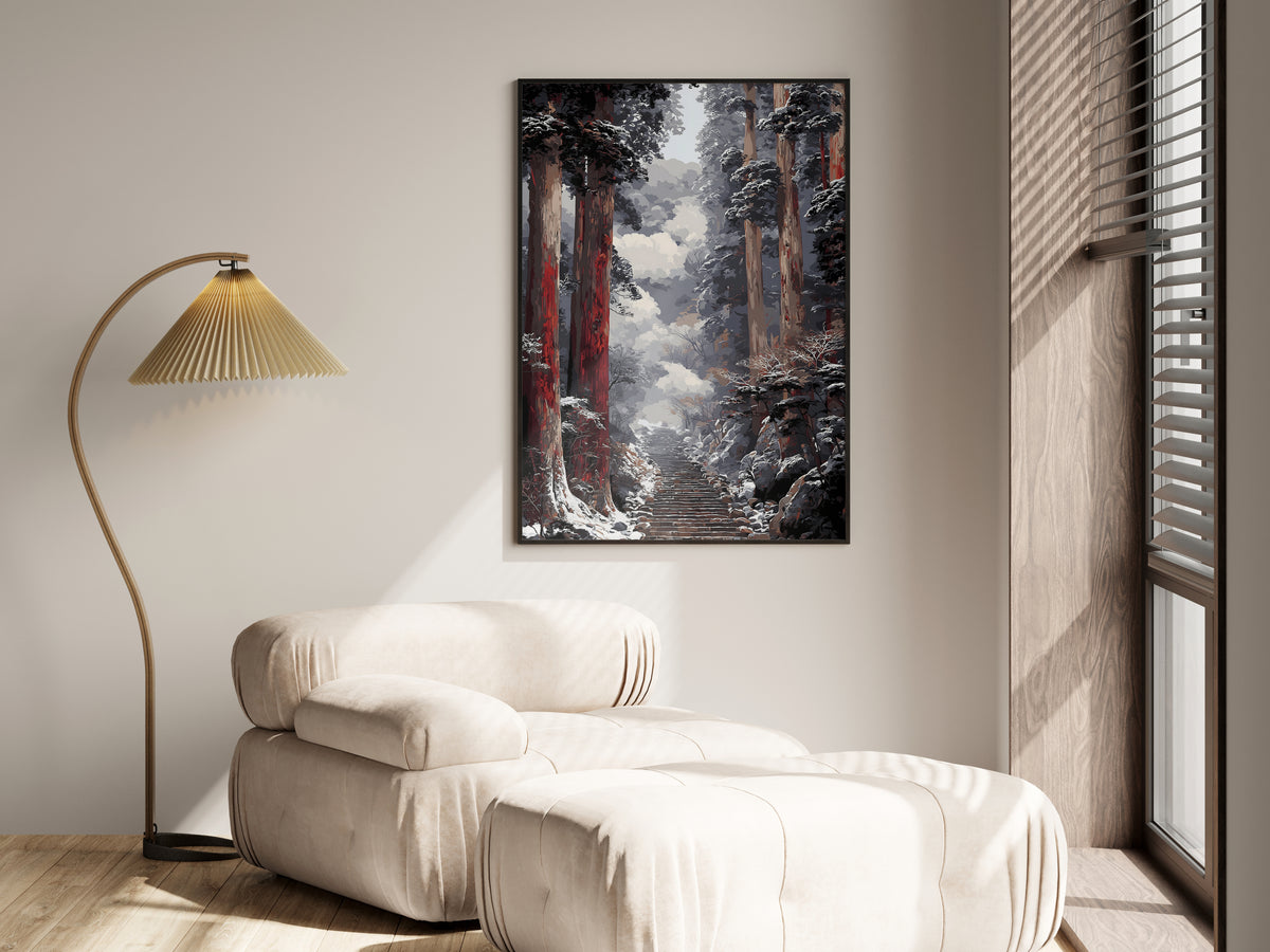 Print size guide for Snow Cedar Stairway wall art