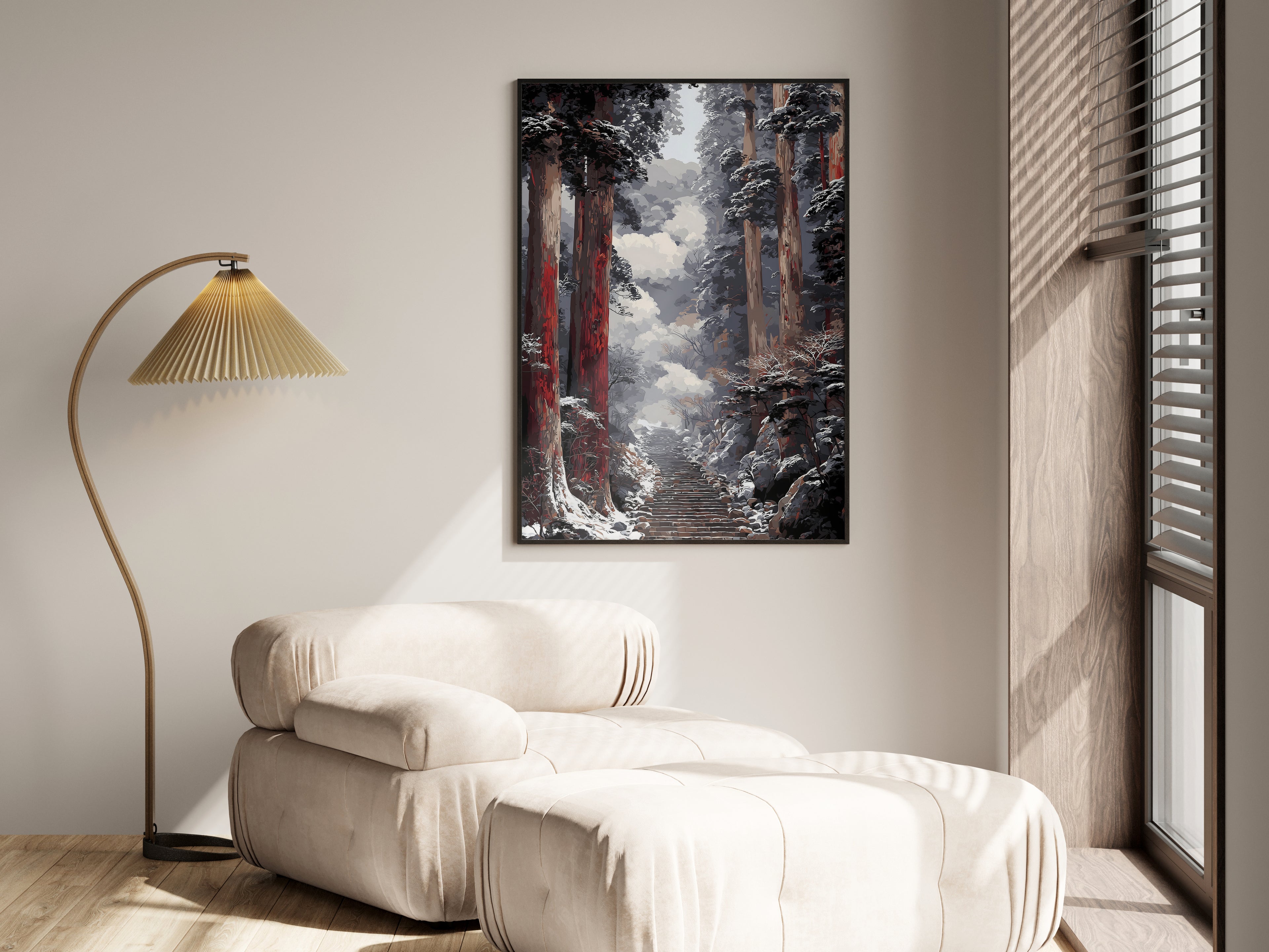 Print size guide for Snow Cedar Stairway wall art