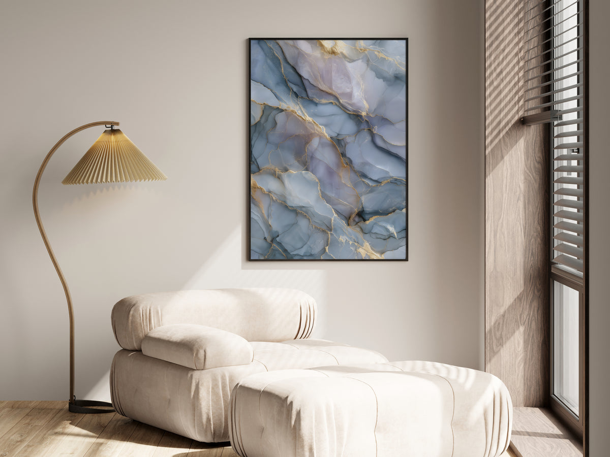 Moonstone Gold abstract gilded ink wall art shown in a premium lifestyle interior setting