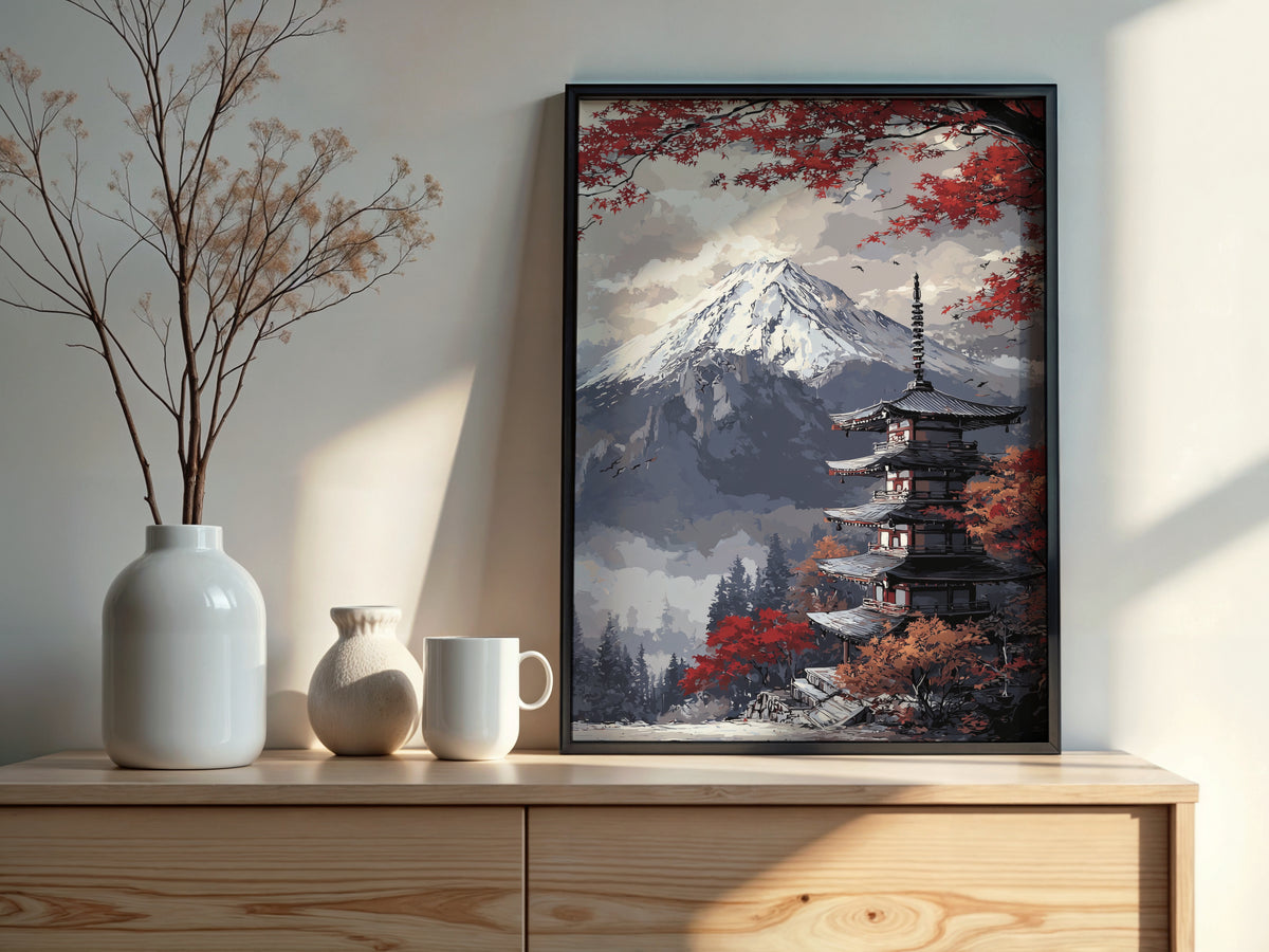 Digital download contents for Crimson Fuji Temple showing JPG and PDF files in 7 sizes