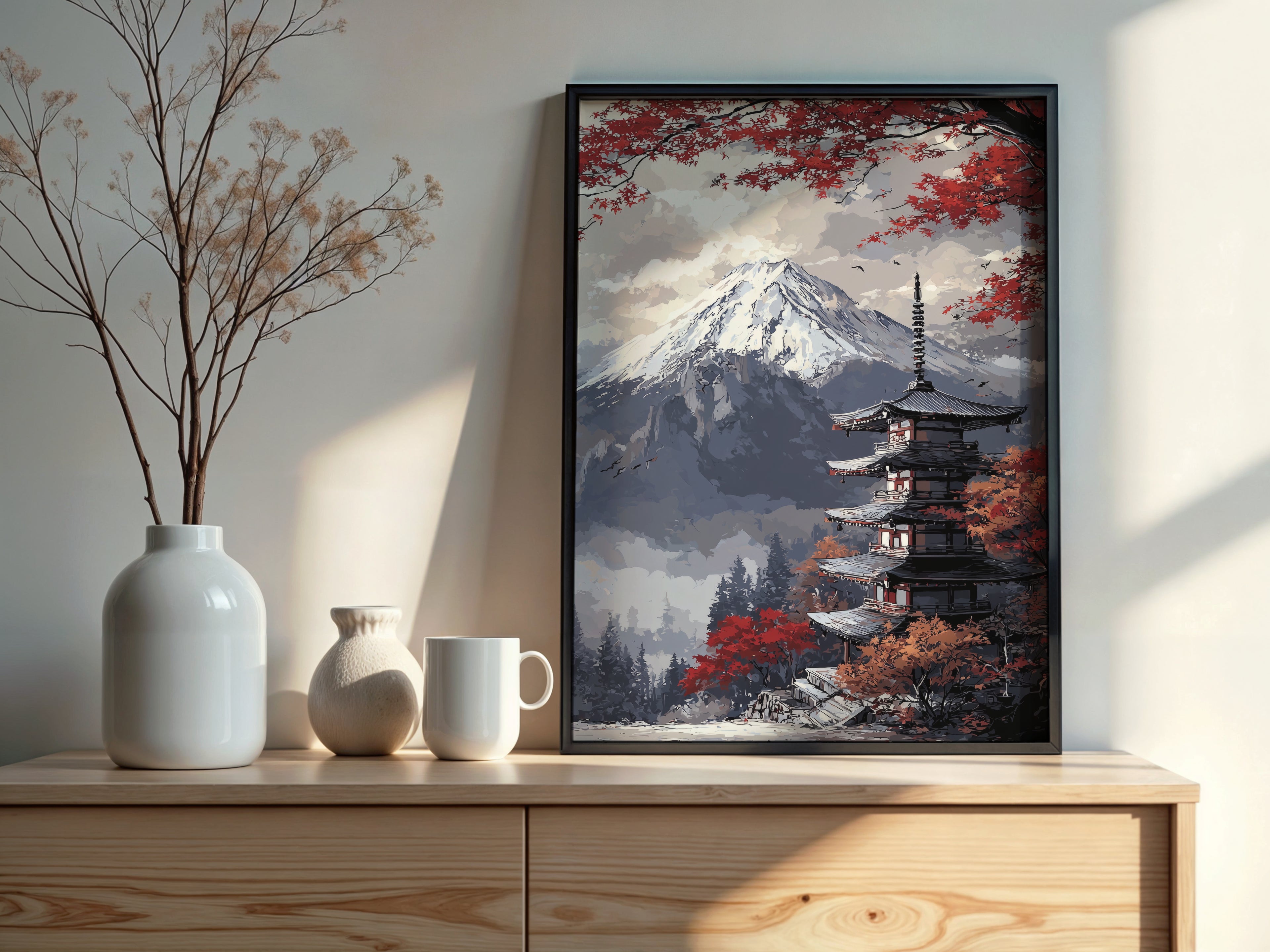 Digital download contents for Crimson Fuji Temple showing JPG and PDF files in 7 sizes
