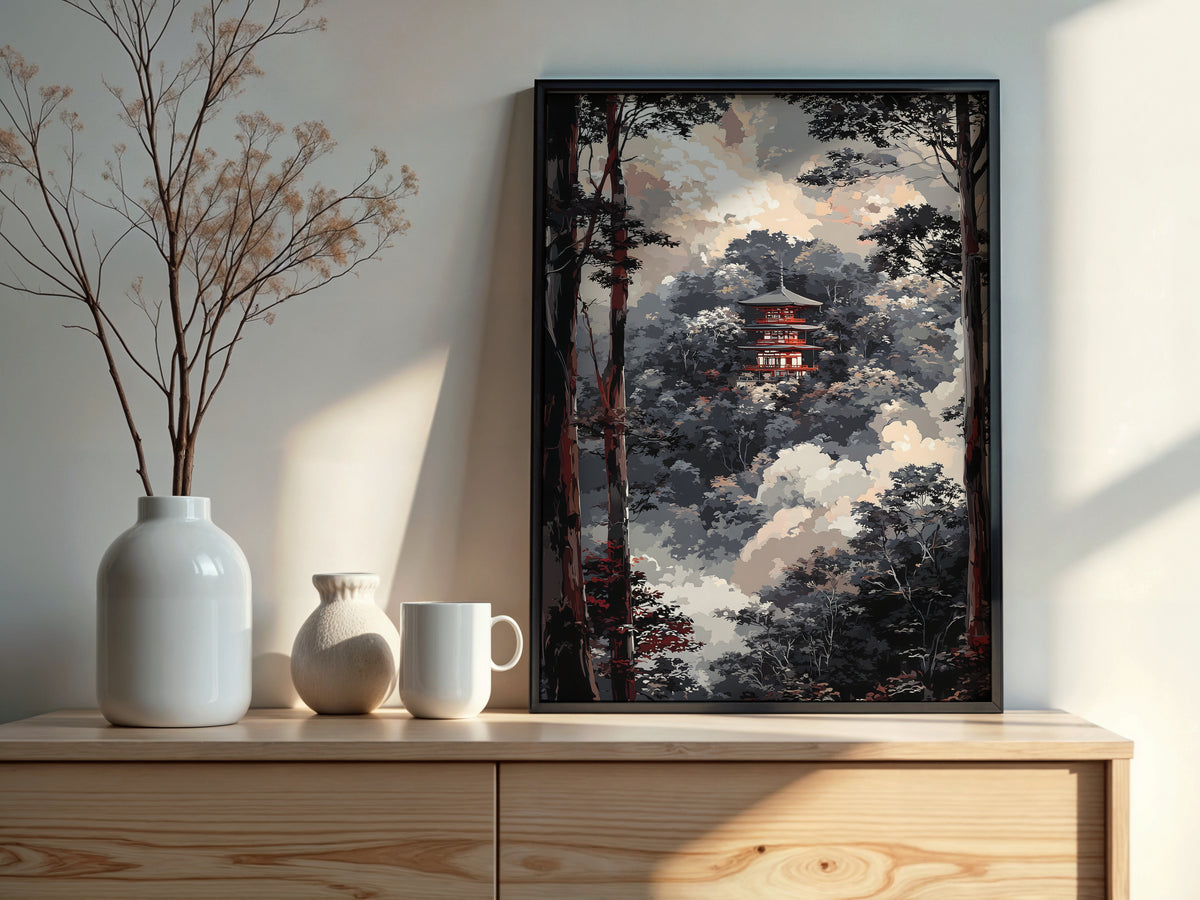 Digital download contents for Temple Forest Passage showing JPG and PDF files in 7 sizes