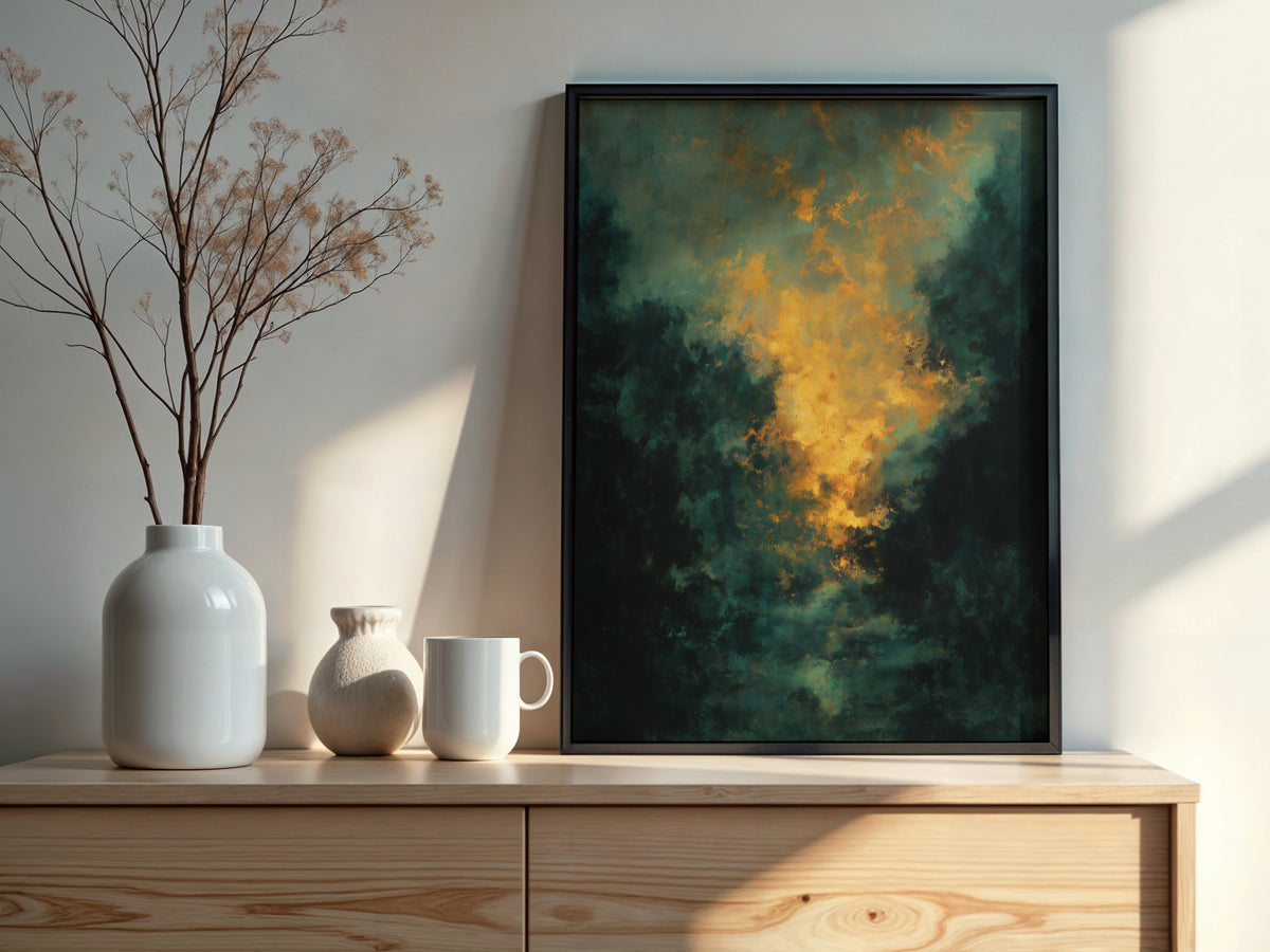 Close-up of Forest Ember Glow showing luminous amber core and enveloping dark green field